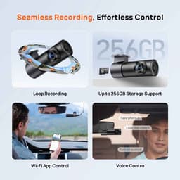 Casa Living Auto Dashcam - 2K QHD 1440P Dashcam - 143° Groothoeklens - Nachtzicht & Wifi - Spraakbesturing M310 Plus - Zwart — thumbnail 1