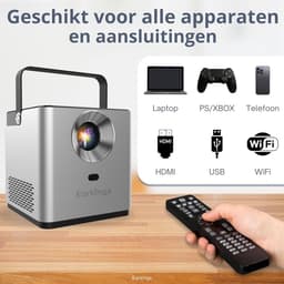 Mini Beamer - Grijs - Inclusief Afstandsbediening - Draadloos Streamen - Voor Thuis en Buiten — thumbnail 3