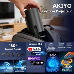 Videoprojector - Mini Projector - WiFi 6 en Bluetooth 5.4 - 1080P Ondersteuning - Voor Thuisbioscoop — thumbnail 2