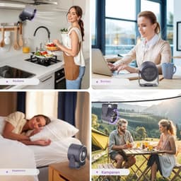 GELLDG Oplaadbare USB-bureauventilator met digitaal display – Stille werking – Voorzien van 5 ultrastille snelheidsstanden, 90° kantelverstelling en ophangfunctie – Geschikt voor slaapkamers, keukens, kamperen, kantoren en woonkamers — thumbnail 5