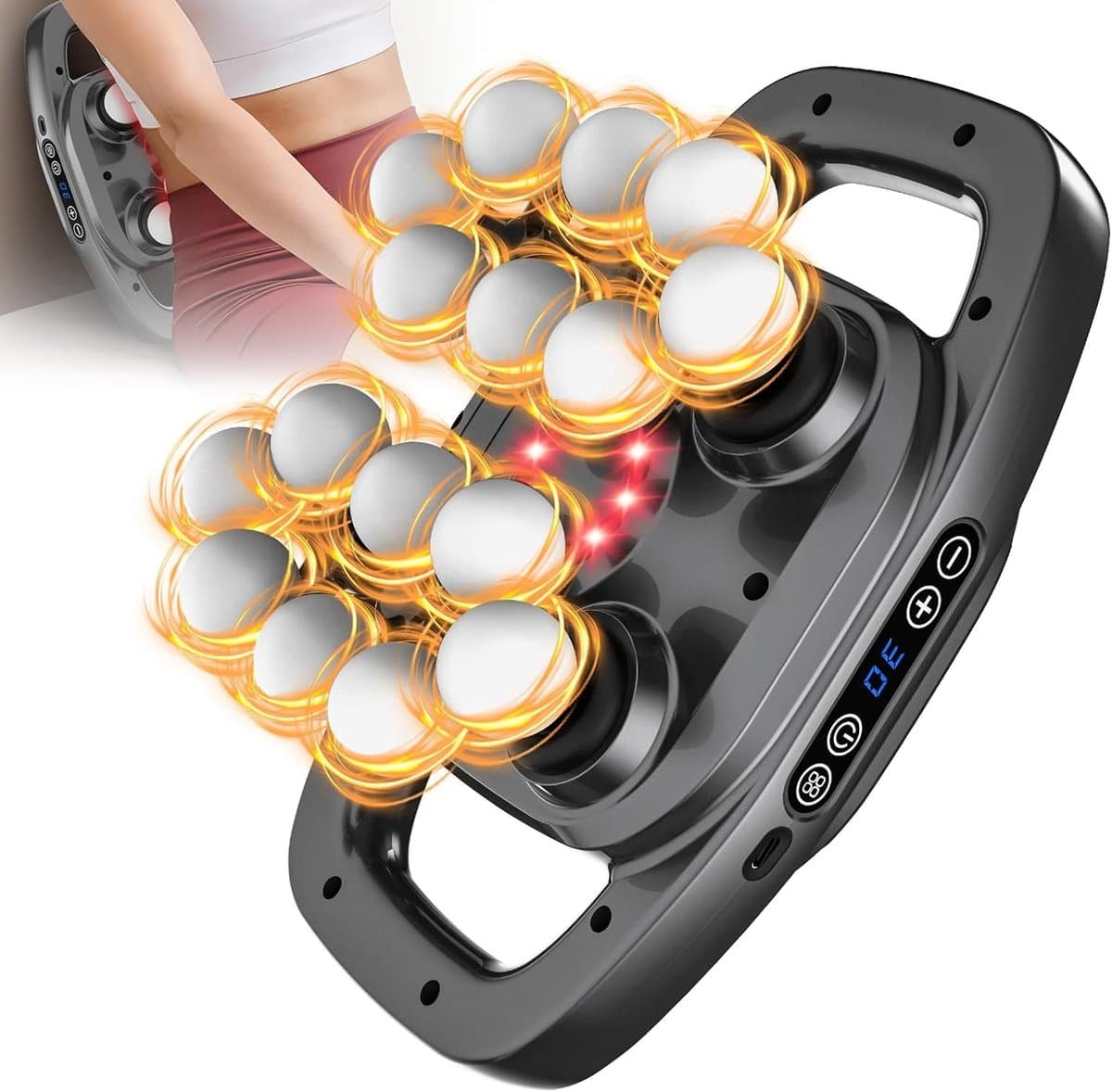 Massagepistool - Zwart - 16 Massagekoppen - 3 Massagemodi - Voor Spierontspanning — afbeelding 1