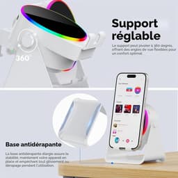 Draadloze inductie-Bluetooth-luidspreker – 4-in-1 ontwerp met RGB – antislip-basis voor telefoons 4-13 inch – Bluetooth 5.3 – direct afspelen – perfect tech-cadeau (wit).L — thumbnail 3
