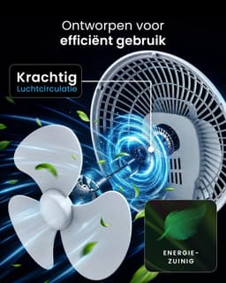 Tafelventilator met Klem – Mini Ventilator – 360° Draaibaar – 2 Snelheden – Stil – 20 cm Wit — thumbnail 4