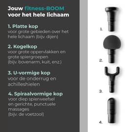 SnelShoppen - Compact Massagepistool Boom met 4 Opzetstukken, Krachtige Triggerpointmassage, 5 Intensiteitsniveaus, Spiermassageapparaat voor Ontspann — thumbnail 4