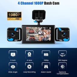 Thijox - Spiegel-dashcam met achteruitrijcamera 9,66 inch Full HD 2K, auto camera voor en achter, super nachtzicht, G-sensor, GPS, LCA, BSD, 64G-kaart — thumbnail 5