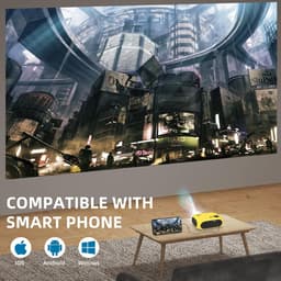 draagbare thuisbioscoopprojector voor mobiele telefoon, HDMI AV, compatibel met DVD, Firestick, laptop, pc, PS4, Xbox — thumbnail 3