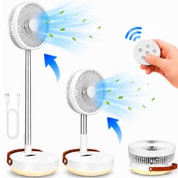 3-1 Pro Ventilator Staand - Tafelventilator - Vloerventilator USB-C - 8 Standen - Afstandsbediening - Draadloos en Geluidloos Fluisterstil - Fans - Staande Mini Ventilator - Kleine Statiefventilator - Aircooler - Mobiele Airco - Wit - Silvergear — thumbnail 1