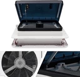 Dakventilator Camper - Motorhome Ventilator - Frisse Lucht - Met LED Verlichting - 36x40 cm - Wit — thumbnail 5