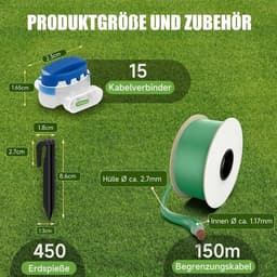 Novra grasmaaierbegrenzingskabel - Perimeterdraad grasmaaier - Begrenzingskabel robotmaaier - 150 meter - Universeel - 450 pinnen - 15 connectoren — thumbnail 2