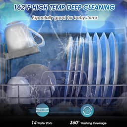 Mini Vaatwasser met Waterreservoir 5L – Tafelmodel Vaatwasser – 5 Wasprogramma’s – Automatische Droogfunctie – Touch LED Display – Vrijstaand – Zonder Vaste Wateraansluiting – 4 Couverts – Groen — thumbnail 2