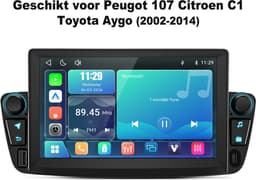 Cestovet 7"Screen Autoradio - Geschikt Voor Toyota Aygo/PEUGEOT 107/Citroen C1 2005-2014 - LINUX - Draadloos Apple Carplay & Android Auto — thumbnail 1