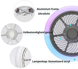 TamTrade Plafondventilator - Plafond ventilator met verlichting - Inclusief afstandbediening - LED - Dimbaar - RGB - Bluetooth — thumbnail 5