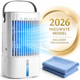 Mobiele airco zonder Slang & Afvoer- 3-in-1 - 4 Snelheden - Mini Ventilator - Draagbare Aircooler - LED Verlichting- Aircoventilatoren - Voor Slaapkamer & Woonkamer - Wit — thumbnail 1