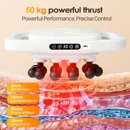 Massagepistoolset met 20 opzetstukken, diepweefselpercussiemassageapparaat met 3 standen en 30 intensiteiten, draagbaar massagepistool voor spier-, been- en taillemassage en pijnverlichting (wit, 20 opzetstukken) — thumbnail 3