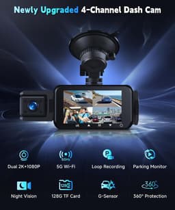 SnelShoppen - VECHTEL 2K WLAN Dashcam Auto met 3 Inch IPS-Display, Nachtzicht, SD 128 GB, G-Sensor, 24 Uur Parkeermodus, Loopopname en Achteruitrijass — thumbnail 5
