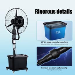 Vernevelende Staande Ventilator - Luchtkoeler Verstuiver - Ruimte Koelen - 42L Waterreservoir - 81cm Hoog - Zwart — thumbnail 3