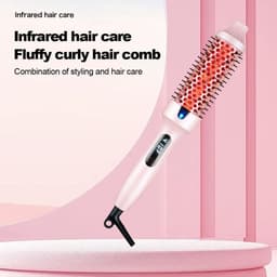 Brush Thermoborstel met infraroodtechnologie, 2-in-1 styler & föhn, 30 seconden snelle opwarming, lcd-temperatuurweergave, ionische krulborstel voor natuurlijke krullen en gladmaken # zwart — thumbnail 5