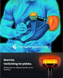 Massage Gun met Warmtefunctie – Diepe Spiermassage – Draadloos Oplaadbaar – 7 Opzetstukken – 16 mm Massage Diepte — thumbnail 3