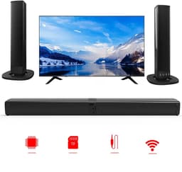 Bluetooth-soundbar - Afneembare soundbar - Ondersteunt Bluetooth 5.0 - Met 3D-surroundgeluid en subwoofer - USB-poort - Zwart — thumbnail 2