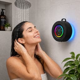 Namajunas Draagbare Bluetooth Speaker - Douche Speaker - Met Haak - Afneembare Zuignap - 360° Sound - IPX7 Waterdicht - Zwart — thumbnail 4