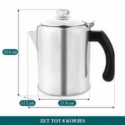 Ploutos® Percolator - Geschikt voor Inductie - Bialetti - Zwart/Wit - 13cm x 13cm x 21cm — thumbnail 5
