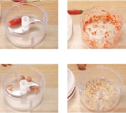 Keukenmachine met trekkoord - Groentenhakker Mini - Snel ingrediënten hakken - Handmatige bediening - Compact formaat - Blauw — thumbnail 4