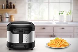 Friteuse Compact - Kleine Frituurpan - Familie Frituren - Opklapbare Handgreep - 1 kg Capaciteit - RVS Zwart — thumbnail 5
