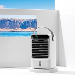 Draagbare Luchtkoeler - Persoonlijke Ventilator - Verkoeling Binnen - Drie Snelheden - 500ml Tank - Grijs — thumbnail 2