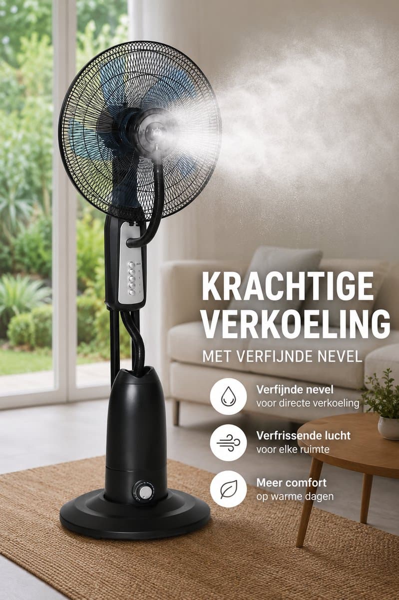 NordHaus Verneveling ventilator - Staande Ventilator -Afstandsbediening- Mistventilator - Stille Oscillatie met 3 Snelheden - Ø44,5 x 120 cm — afbeelding 1