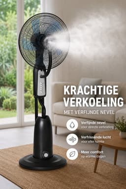 NordHaus Verneveling ventilator - Staande Ventilator -Afstandsbediening- Mistventilator - Stille Oscillatie met 3 Snelheden - Ø44,5 x 120 cm — thumbnail 1