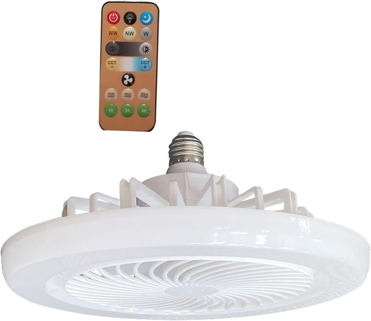 Plafondventilator met afstandsbediening, dimbare LED-plafondventilator, ingebouwde 30W E27-lamp, stille werking, geschikt voor woonkamer, slaapkamer en kantoor, met 3 lichtkleuren. — afbeelding 1