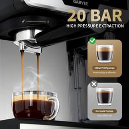 Professionele Espressomachine met Automatische Melkopschuimer - 20 Bar Pistonmachine met Dubbel Verwarmingssysteem - 1450W Koffiezetapparaat voor Cappuccino & Latte - 2L Watertank & Zelfreinigend - RVS / Zwart — thumbnail 5
