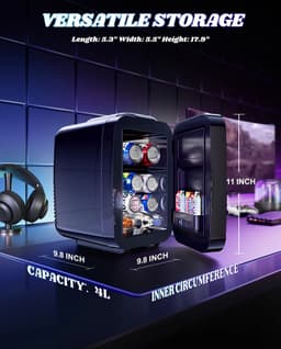 Geargalaxy Minikoelkast - Mini Fridge - Draagbare Koeler - Mini Koelbox - Kleine Koelkast - Mini Cooler - 4L - LED - Zwart — thumbnail 5