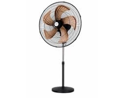 Metropol Statief ventilator 45 cm (18 inch) – 75W - 5 Aluminium Bladen - 3 Snelheden - Oscillatie - Verstelbare Hoogte - Zwart/Koper