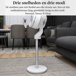 Zilan Air Circulator Statiefventilator – 25 cm – 60 Watt – Afstandsbediening – Timer 1-7 uur – 3 Snelheden – 55° Oscillatie – 90° Kantelbaar – Wit — thumbnail 5