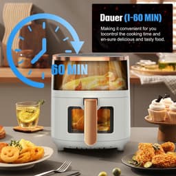 Heteluchtfriteuse - Airfryer Frituurpan - Gezond Koken - Visueel Venster - 55 Liter - Zwart — thumbnail 3