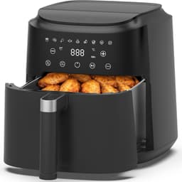 Airfryer - 9 programma's - Metalen binnenkant - 1650W voor gelijkmatig bakken - 6L Heteluchtfriteuse - LED-scherm - Warmhoudfunctie - Olievrije airfryer voor gezinsmaaltijden - Receptenboek — thumbnail 1