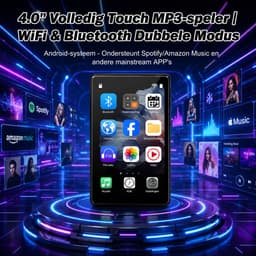 96GB MP3 Speler met Bluetooth en WiFi - Smart Muziekspeler met 4 Inch IPS Touchscreen - Spotify en Play Store Compatibel - 2000mAh Batterij - FM Radio - Voice Recorder - Inclusief Hoofdtelefoon - MP4 Video Speler — thumbnail 3