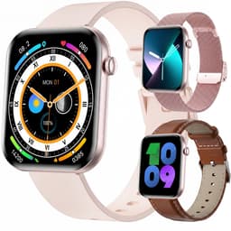Synyq Health Pro - Smartwatch Dames - 1.85”AMOLED - 3 Bandjes - Stappenteller - Hartslagmeter - Bloeddrukmeter - Slaapmonitor - Belfunctie - Multisport - Geschikt voor Android en iOS - Rose Gold — thumbnail 1