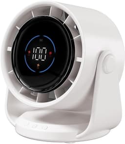 Bureauventilator, 5000mAh batterij, LED-display, 1-199 snelheden en 105° draaibare kop, krachtige luchtstroom, wandventilator voor kantoor, thuis, slaapkamer en keuken — thumbnail 1