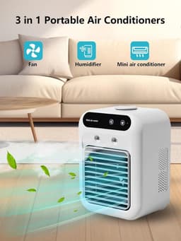 Draagbare airconditioner - Bureauventilator - Draagbare airconditioner voor studentenkamers - 25W mini draagbare airconditioner - 2 koelstanden - 2 ventilatorsnelheden voor persoonlijke verkoeling - Geschikt voor slaapkamers, kantoren en buiten — thumbnail 5