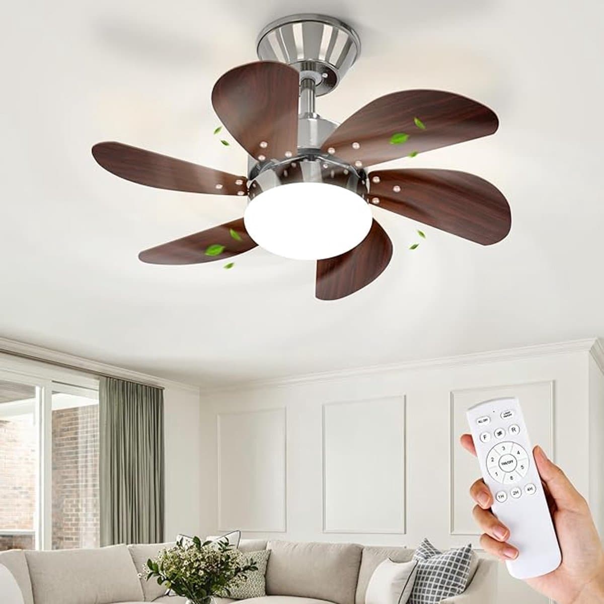 NETTLIFE Plafondventilator Met Verlichting - E27 - chroom - 6 Bladen Ventilator - met Afstandsbediening - 75cm - Timing Plafondlamp - Voor Woonkamer | Slaapkamer | Keuken | Eetkamer-excl. lichtbron — afbeelding 1
