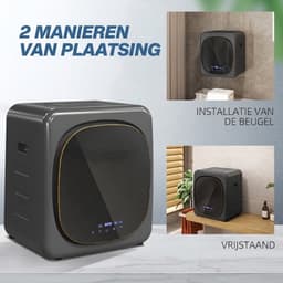 Mini wasdroger - Kleine wasdroger - Afvoerdroger - Droogkast – 4 kg – LED scherm – Wandmontage - Kleine ruimte - 53,5x46,5x64,5 cm - Droger - Grijs — thumbnail 5