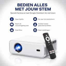 Mini Beamer 1080P en 4K ondersteuning - Smart Projector - Dolby Audio 8W - Bluetooth - WiFi - Autofocus - Google TV - Wit — thumbnail 5
