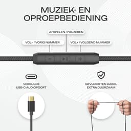 PowerLocus Pwired - Koptelefoon met Draad USB-C - Microfoon - Inklapbaar - Over-Ear Hoofdtelefoon met Kabel - Comfortabele Pasvorm - Zwart — thumbnail 3