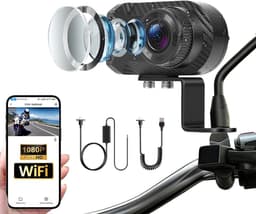 SIXWIN 1080P Dashcam motorfiets, wifi & app motorcamera met kleurennachtzicht, lusopname, afstandsbediening van - ShopVlot — thumbnail 1
