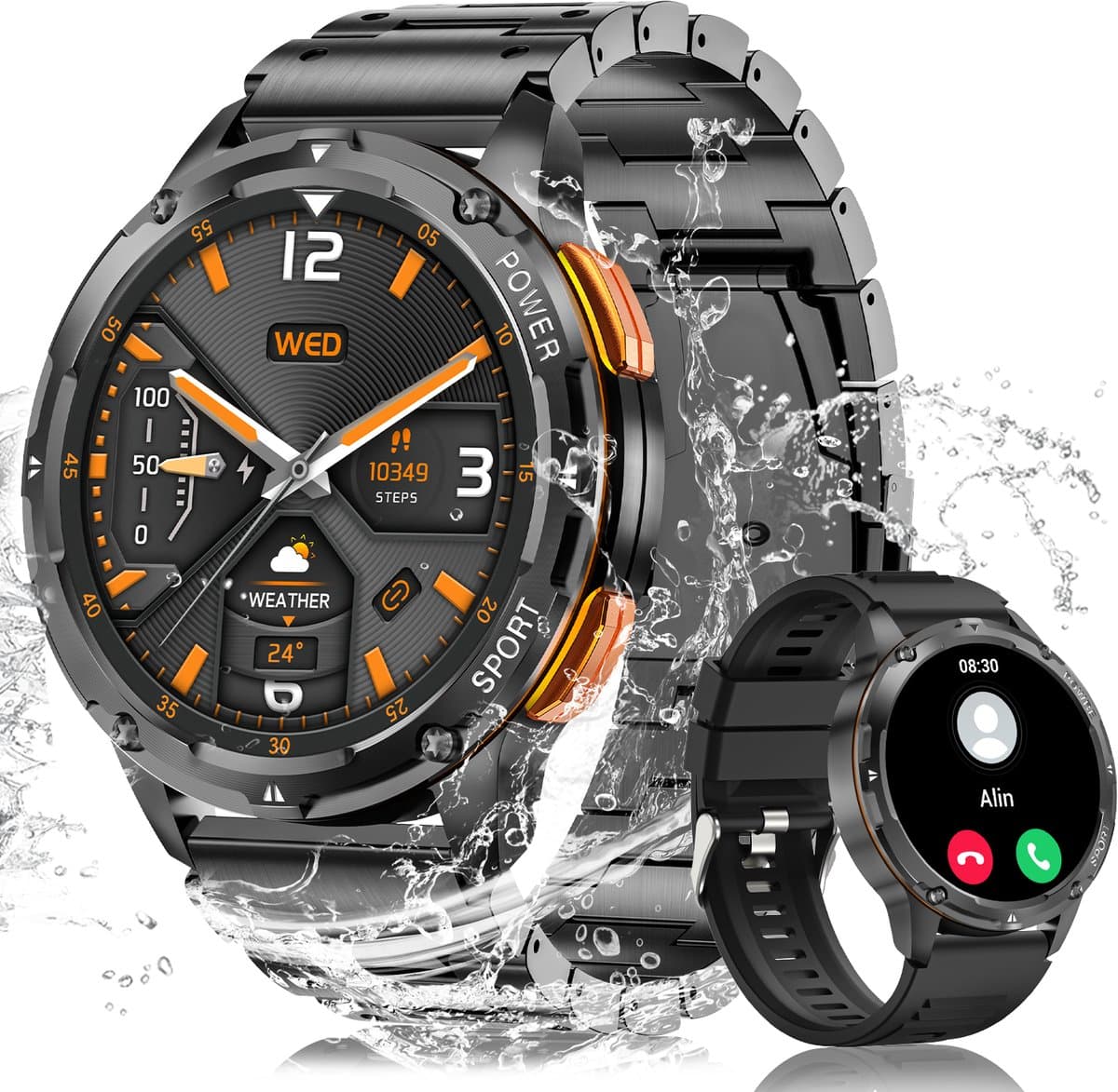 FOSMET GPS Smartwatch Heren 2026 - Militair Niveau Rugged Sporthorloge - 1,43 Inch - 100+ Sportmodi - 24/7 Hartslagmeter, SpO2 & Slaapmonitor - Fitnesshorloge - Geschikt voor Android & iOS - Zwart — afbeelding 1