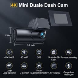 NIVA® Dashcam - 4k - Dashcam voor En Achter - Dashcam voor Auto - Zwart - 3cm x 5cm x 10cm — thumbnail 4