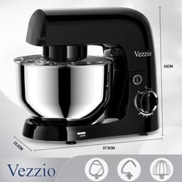 Keukenmachine 1500W – Kneedmachine met 10 Snelheden – 4,5L RVS Mengkom – Zwart — thumbnail 3