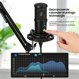 Microfoon - voor PC, gamen en livestreaming ‑ USB Microfoon met Arm ‑ Noise ‑ cancelling condensatormicrofoon met Mute en Monitoring — thumbnail 4